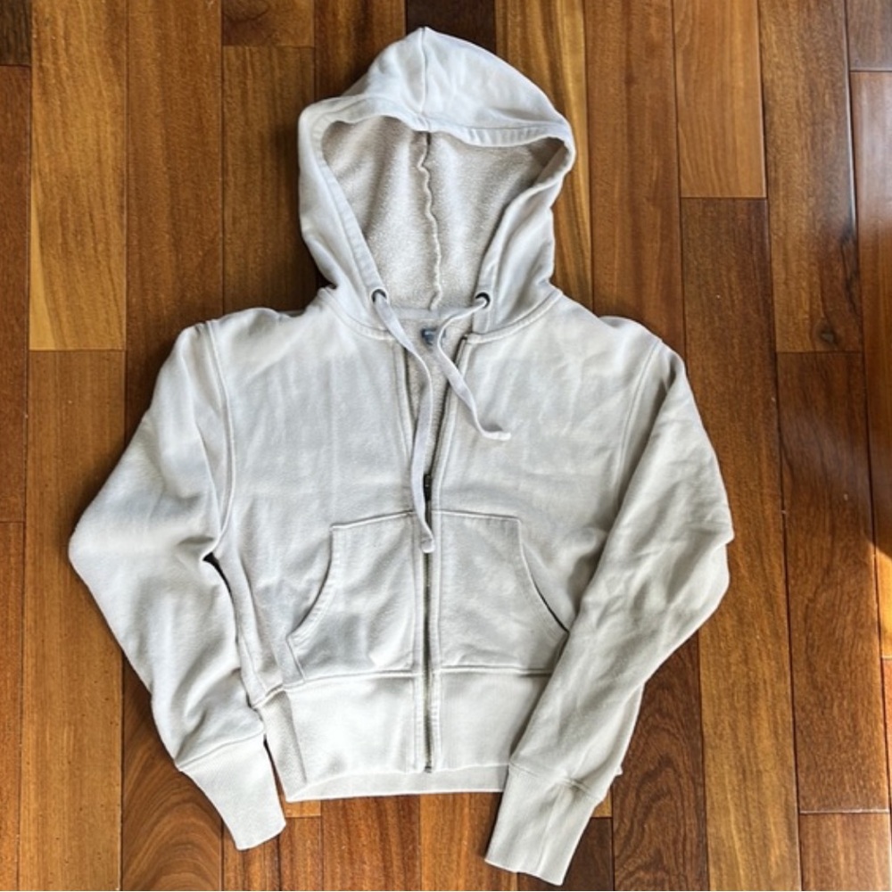 Aerie Cream Hooded Zip-Up Sweatshirt